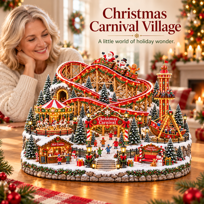 🎄 Enchanted Christmas Fairground – Illuminated Carnival Village with Moving Rides