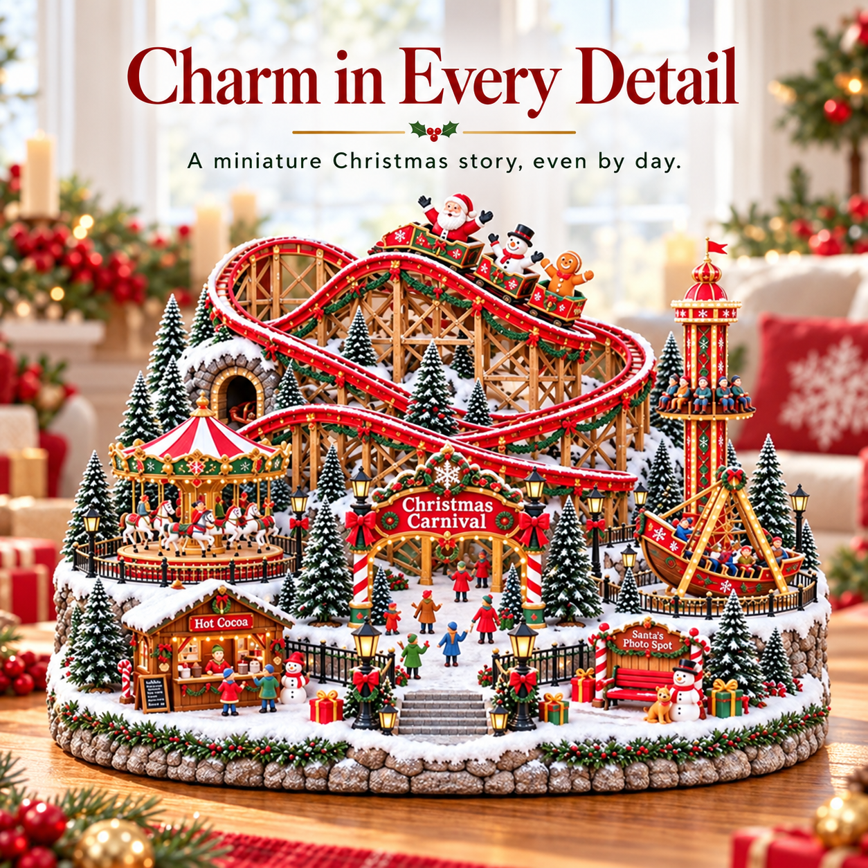 Christmas carnival village in daylight