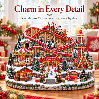 🎄 Enchanted Christmas Fairground – Illuminated Carnival Village with Moving Rides