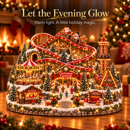 🎄 Enchanted Christmas Fairground – Illuminated Carnival Village with Moving Rides