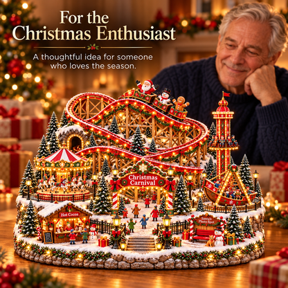 🎄 Enchanted Christmas Fairground – Illuminated Carnival Village with Moving Rides