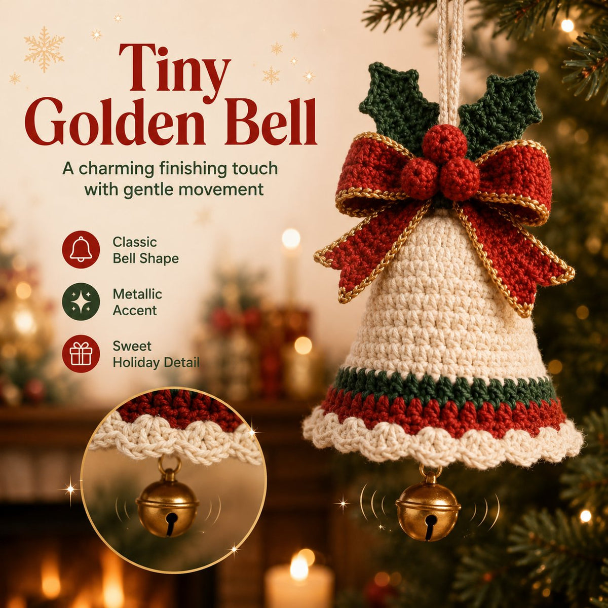 Crochet Christmas Bell Ornament