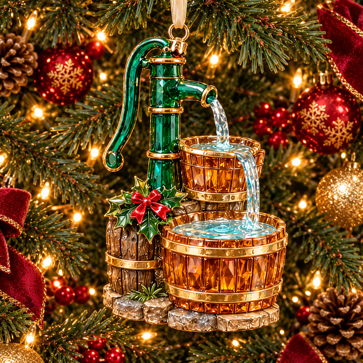 Vintage Crystal Fountain Christmas Ornaments – 6-Piece Enchanted Water Fountain Collection | Elegant Holiday Decorations & Unique Christmas Gifts 🎄✨