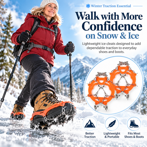 🧊 50% OFF Ice Cleats for Shoes – Anti-Slip Snow Grips for Winter Walking & Hiking