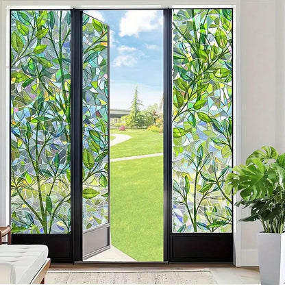 🔥Hot Sale 49% OFF –Floral Stained Glass Window Film 🌈 UV Blocking • Soft Privacy • Rainbow Light Effect