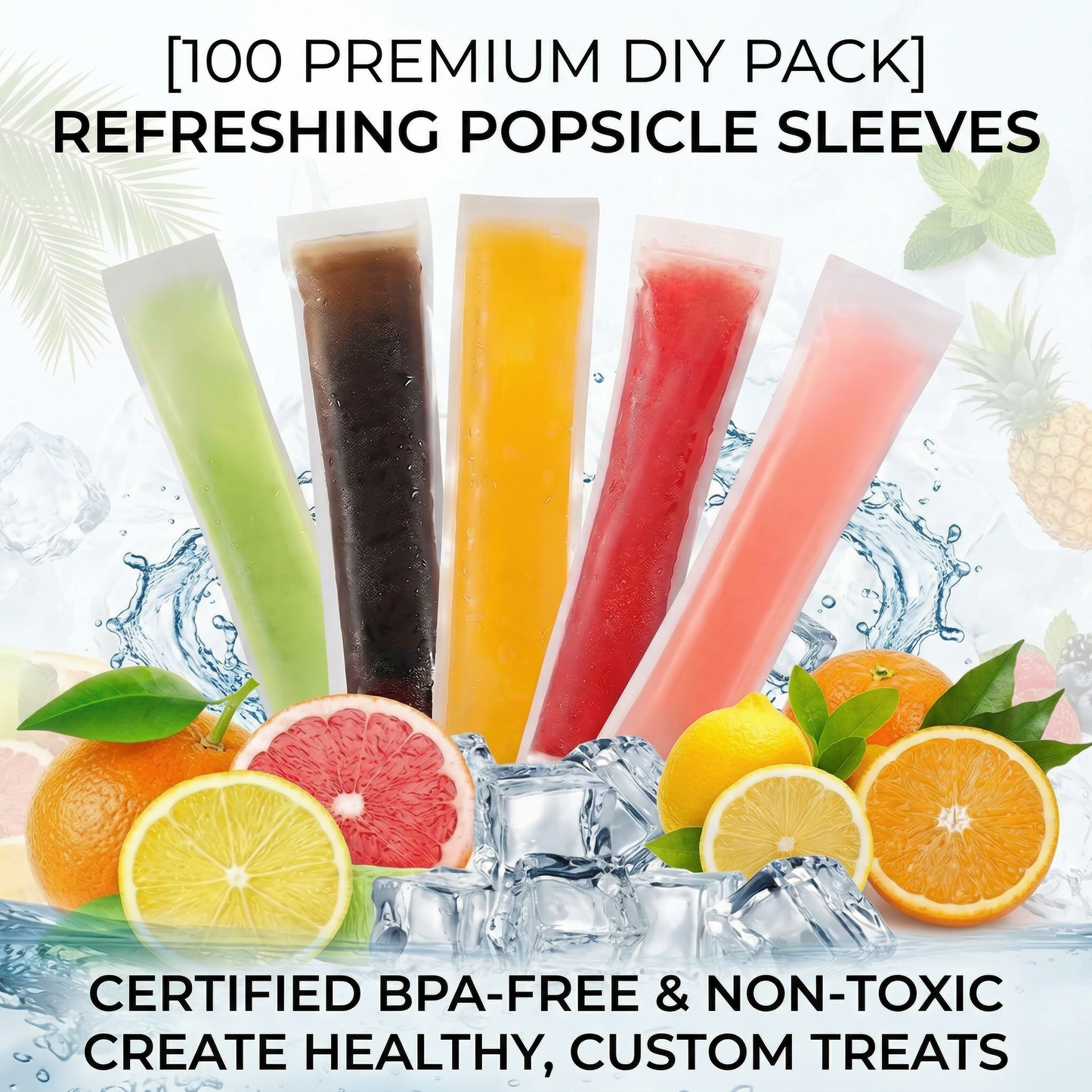 200 PCS DIY Disposable Ice Pop Bags - Create Your Own Healthy Popsicles!