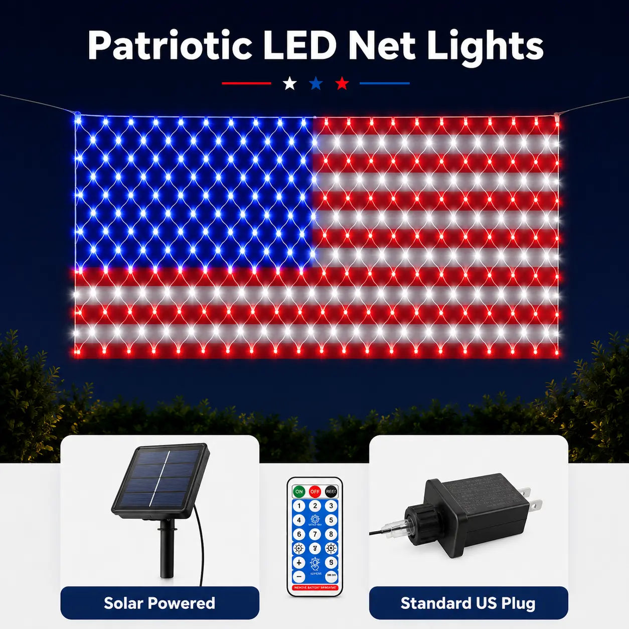 Solar American Flag Lights for Outdoor Patriotic Decorations