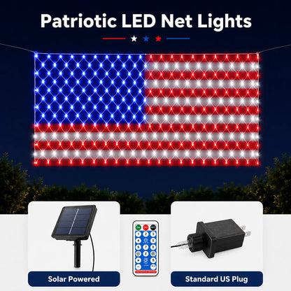 Solar American Flag Lights for Outdoor Patriotic Decorations