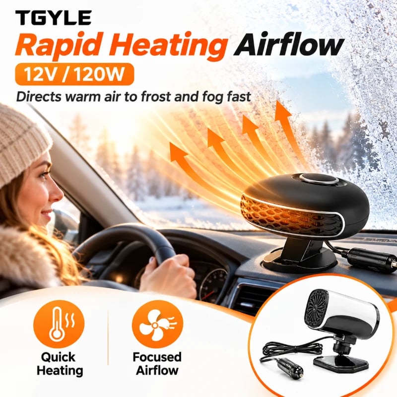 🌟✨ Portable Car Heater Defroster with 360-Degree Rotating Base