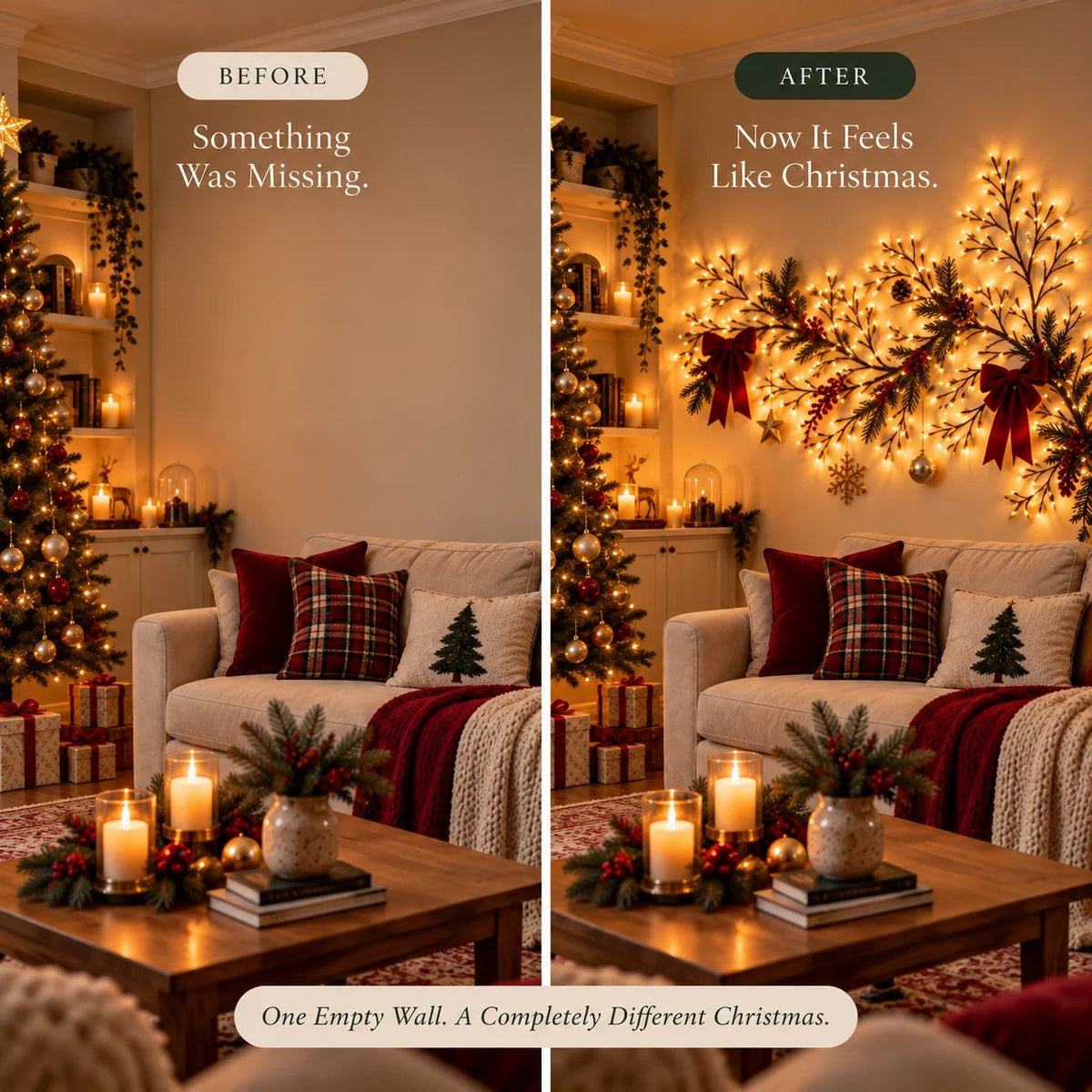 ✨ Flexible LED Branch Lights | Remote-Controlled Holiday Wall Decor