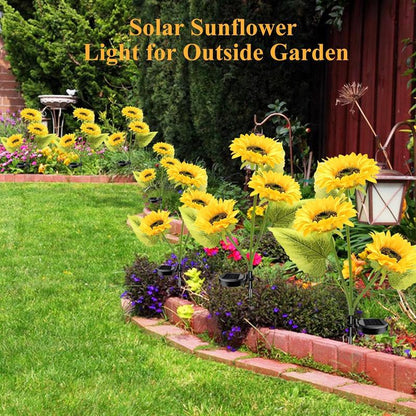 🌻2pcs Solar LED Sunflower Garden Lights, Realistic Night Glow for Yard, Lawn, Patio and Porch Decoration, Waterproof IP65