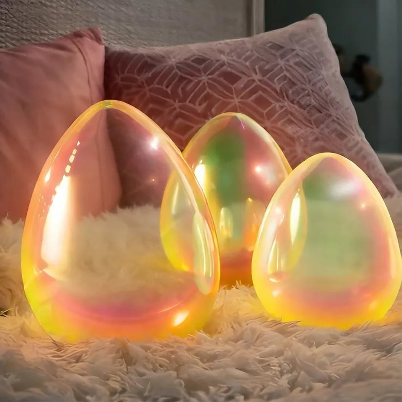 🎁Easter Decor - Glowing Pearlescent Glass Egg Trio