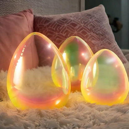 🎁Easter Decor - Glowing Pearlescent Glass Egg Trio