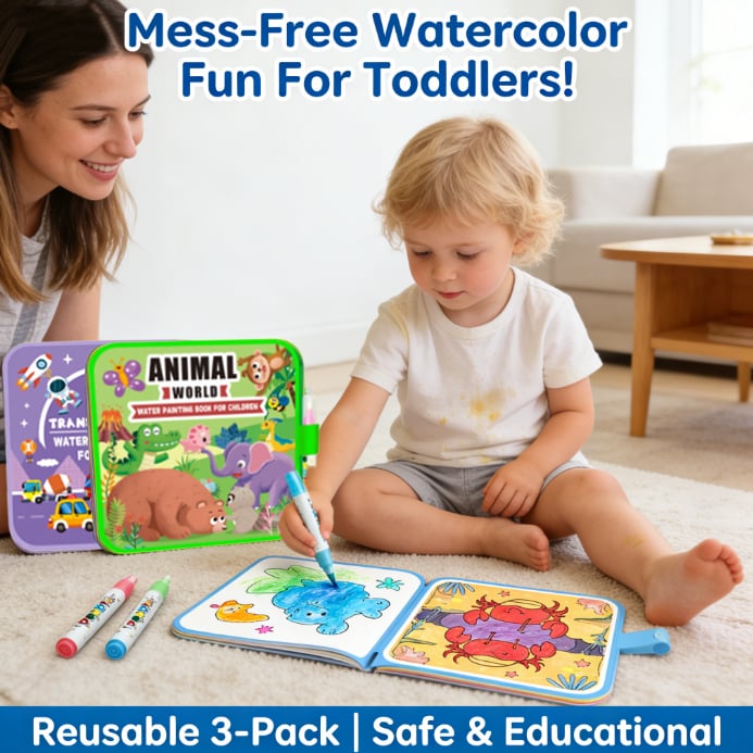 🖼️Beginner-Friendly- 🎨Toddler Watercolor Coloring & Doodle Book - A Fun, Mess-Free Creative Activity
