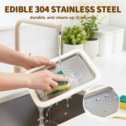 🍓 Food-Grade Stainless Steel Ice Cream Tray | Easy Clean