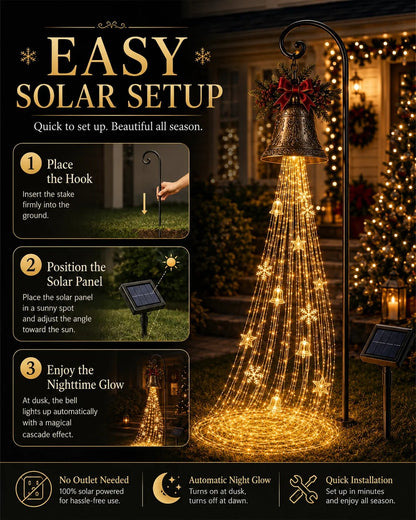 🔥Hot Sale 40% OFF🎄 Christmas Bell Cascade Solar Yard Light✨