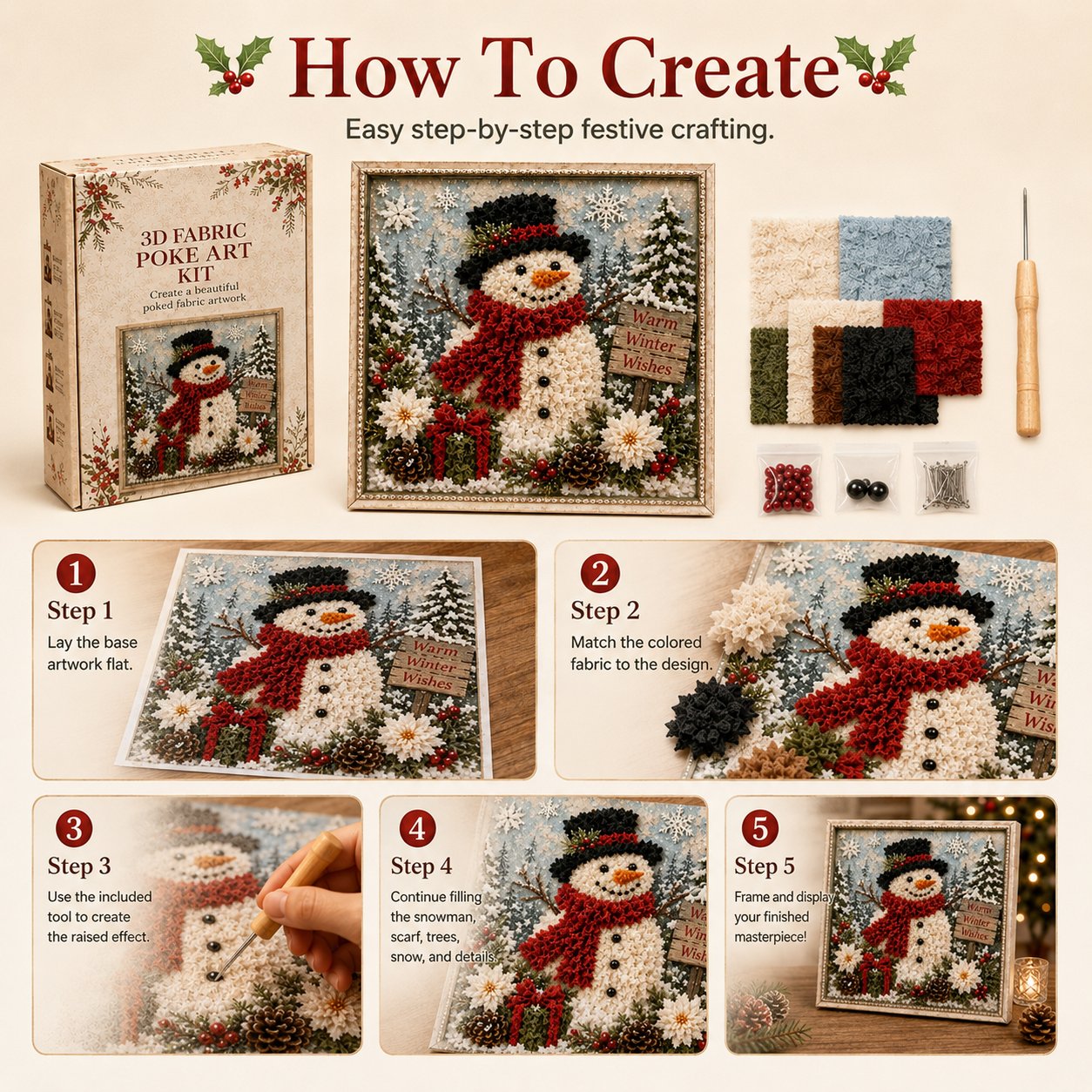 3D Snowman Christmas Art Kit