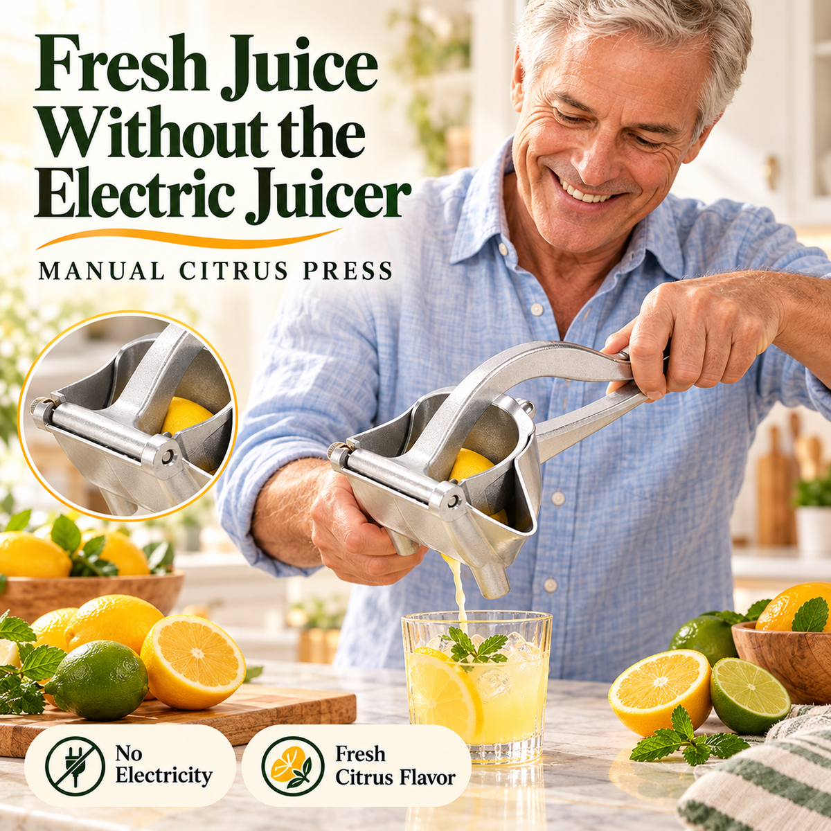 🍋 Manual Citrus Juicer Press – Handheld Multi-Fruit Squeezer for Fresh Juice, Cocktails & Drinks