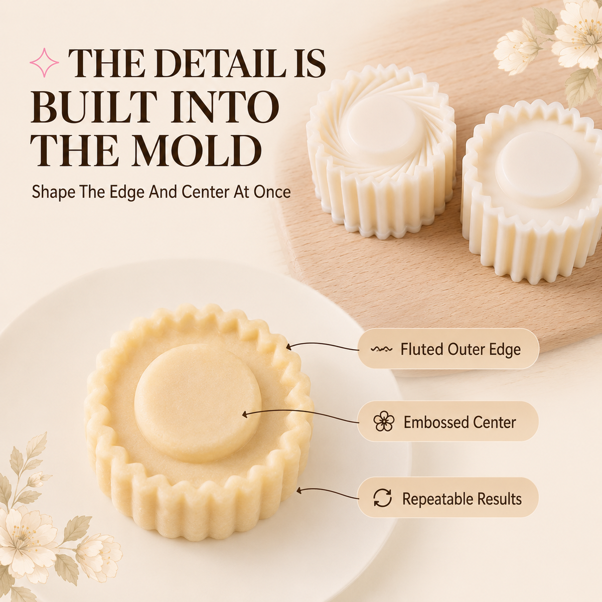 Flower-Shaped Cookie Cutters, Embossed Pastry Molds（2PC）