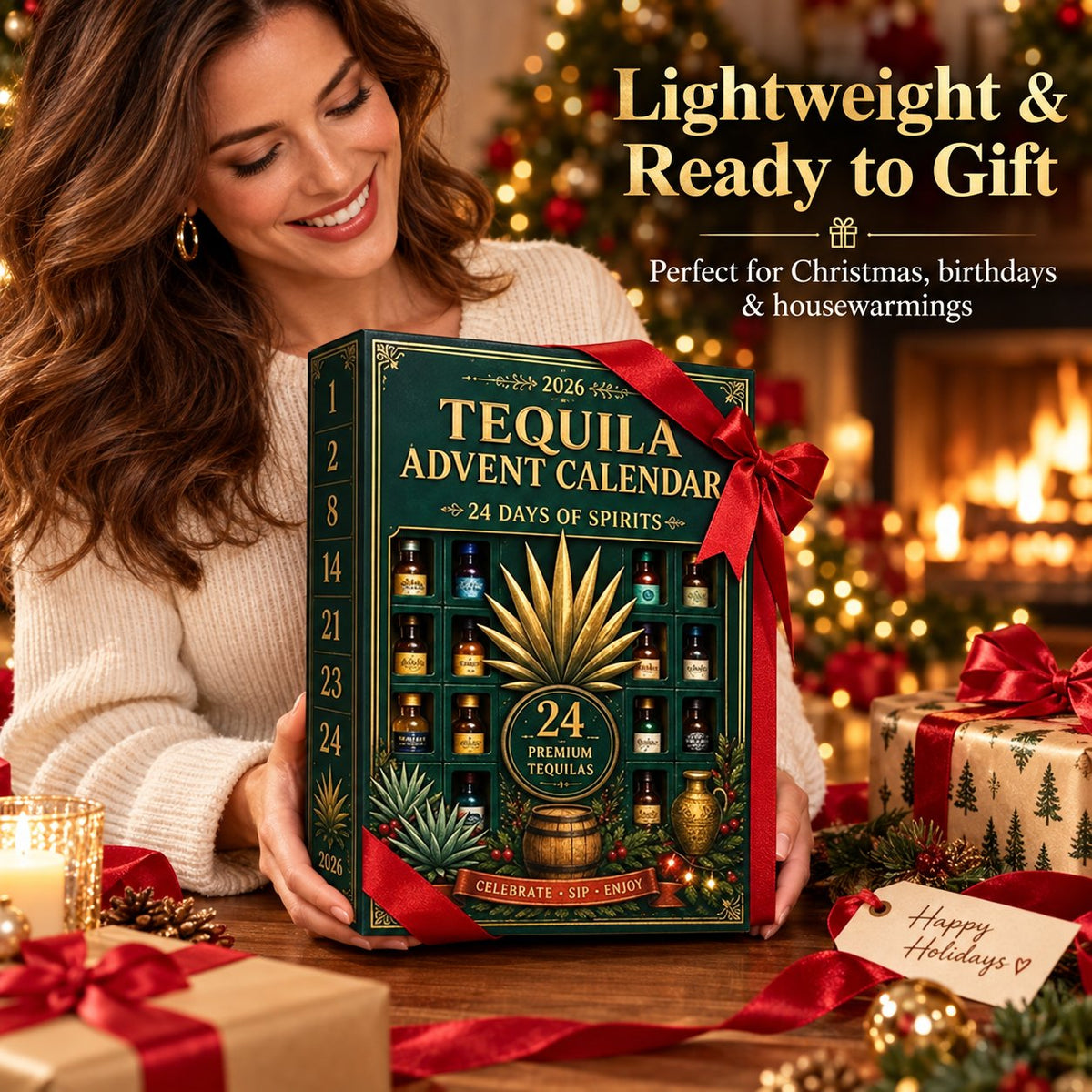 🎁🏺24-Day Mini Tequila Bottle Advent Blind Box for Holiday Celebration, Bar Table Decor, Collector Gift & Family Countdown