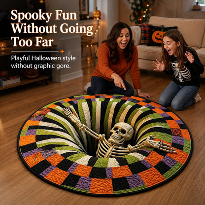 3D Skeleton Pit Halloween Illusion Round Rug