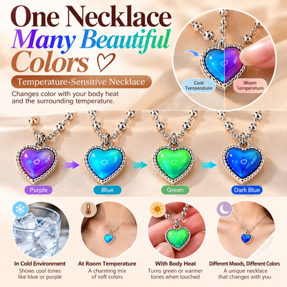 💖 Magic Color-Changing Heart Necklace – Temperature-Sensitive Mood Pendant, A Unique Romantic Gift for Her