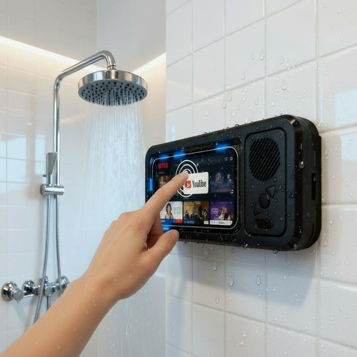 Waterproof Shower Phone Holder with Bluetooth Speaker
