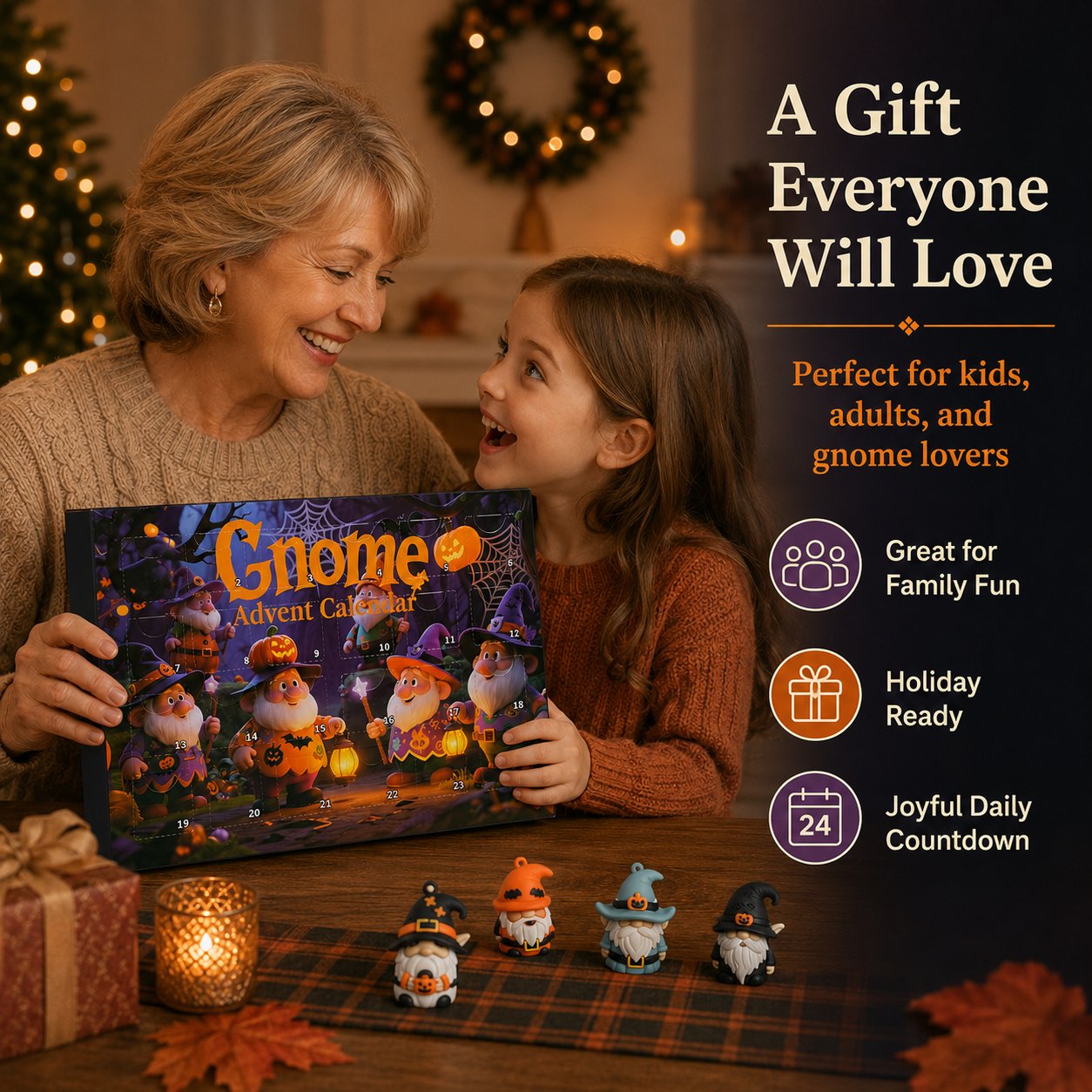 24 Days of Halloween Gnome Surprise Figures Advent Calendar Box