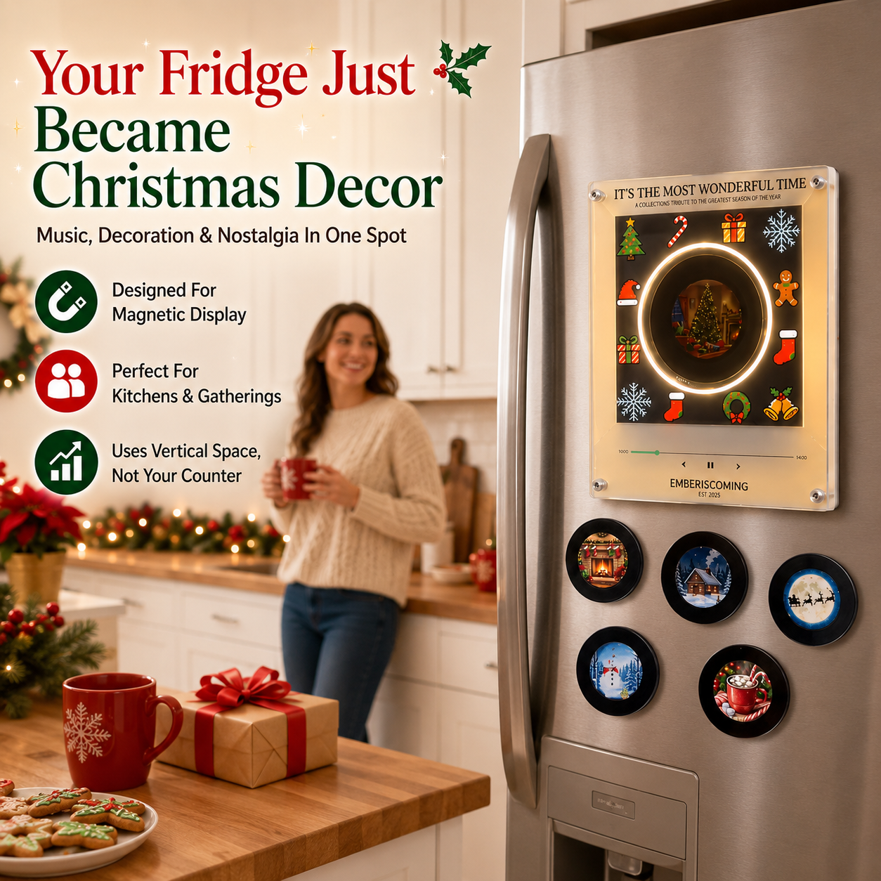 Christmas refrigerator magnet NFC sensing