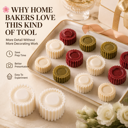 Flower-Shaped Cookie Cutters, Embossed Pastry Molds（2PC）