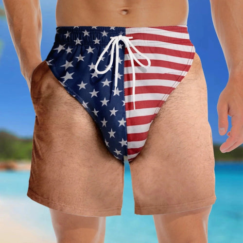 Funny Patriotic Men’s Swim Trunks – Freedom & Chill Summer Beach Shorts 🏖️😎