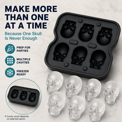 💀 3D Skull Silicone Ice Cube Mold