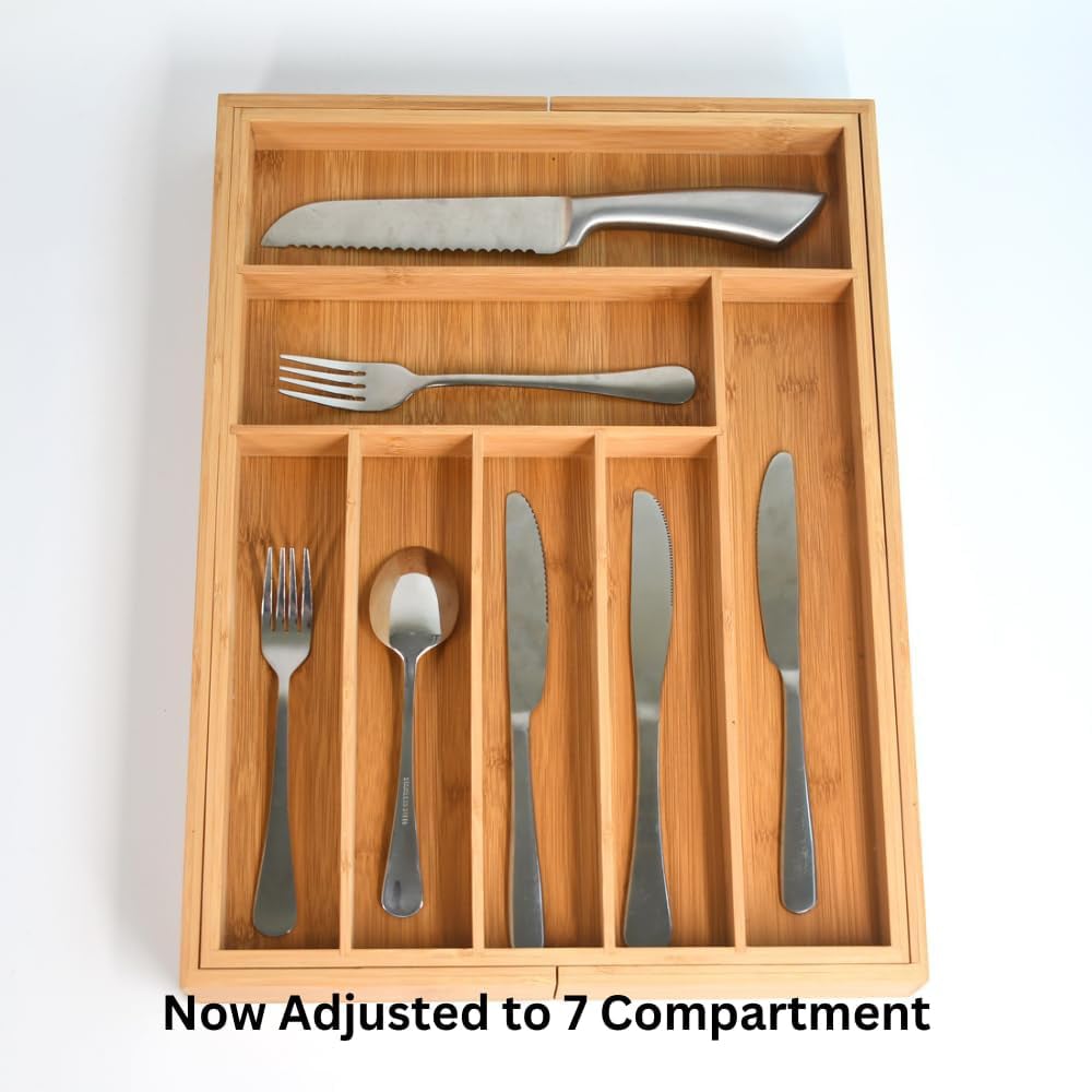 🥢 Bamboo Extendable Kitchen Drawer Organizer