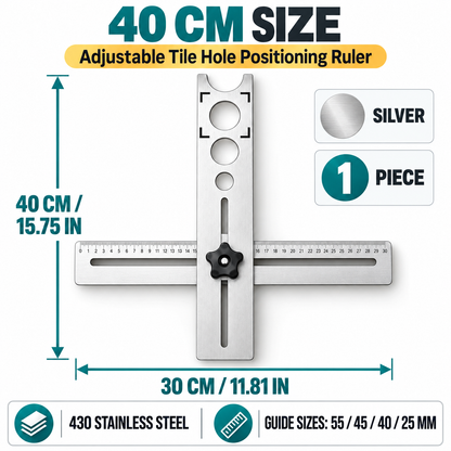 📏40CM Adjustable Stainless Steel Tile Hole Positioning Ruler📐