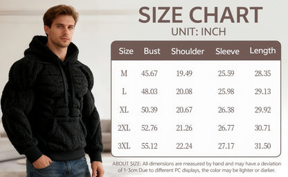 Line Art Flannel Warm Men's Hooded Sweatshirt