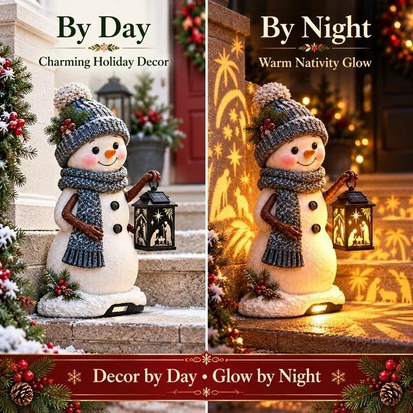 ⛄ Last Day 49% Snowman Nativity Glow™ – Solar Christmas Step Light with Holy Family Projection！！！