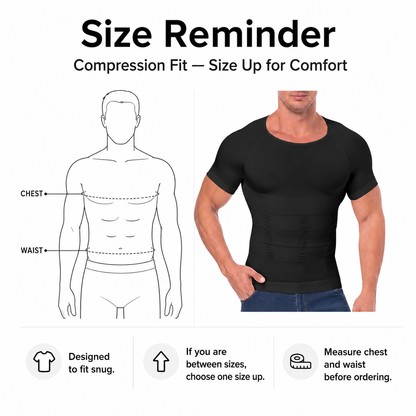 Men’s Compression Shaping Shirt – Short Sleeve Slim Fit Top