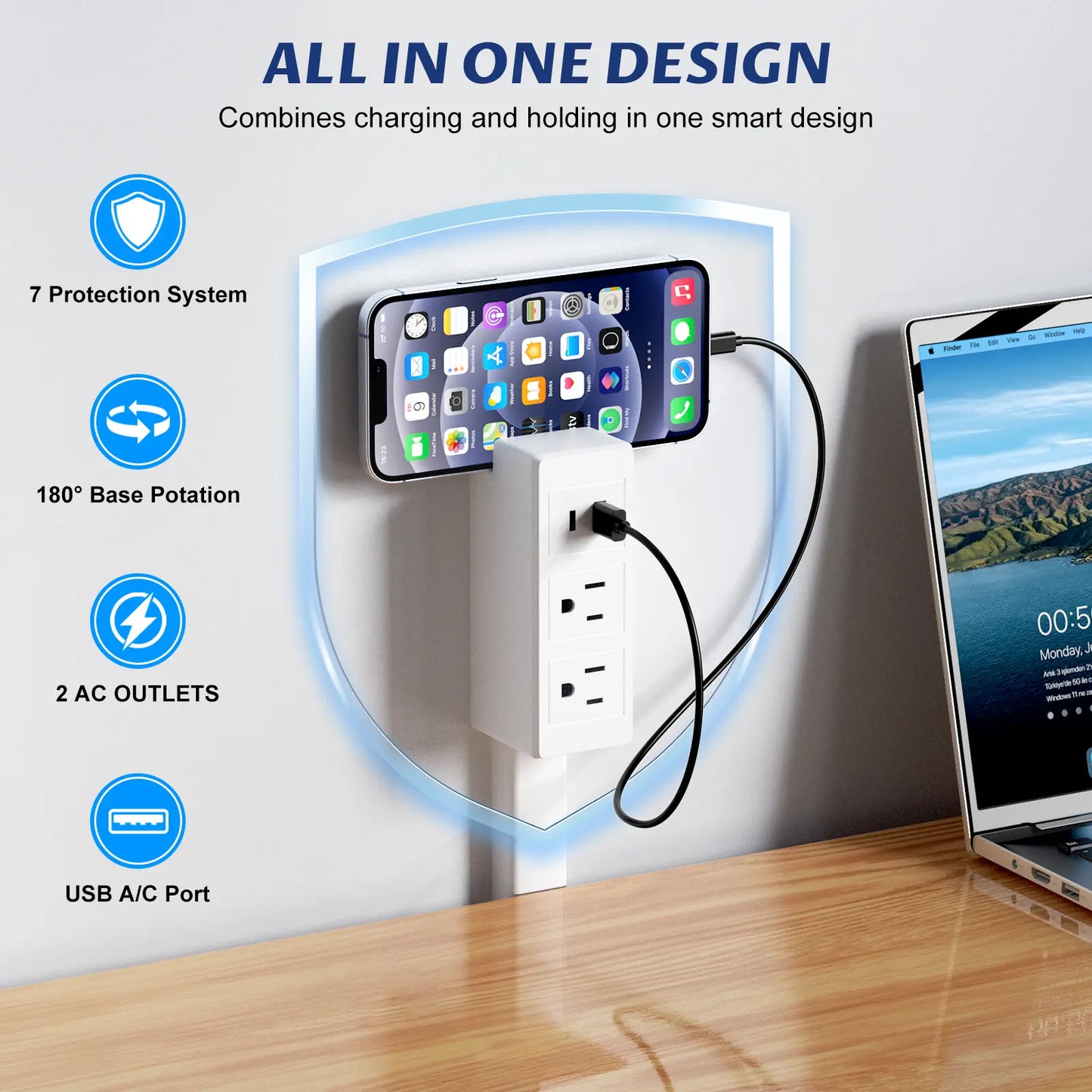 🔥【100% FIRE-SAFE】Ahlet Outlet Extender – Prevents Fire Hazards