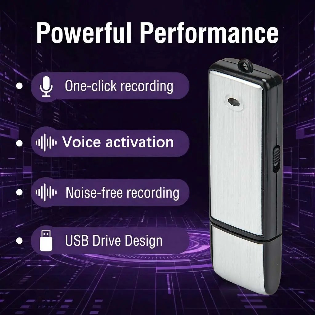 2-in-1 USB Flash Drive Voice Recorder with Noise Reduction & Auto-Save