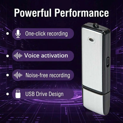 2-in-1 USB Flash Drive Voice Recorder with Noise Reduction & Auto-Save