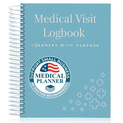 📚Medical Visit Logbook: Your Essential Medical Planner | Vegan Leather Hardcover, Pen Holder & Durable Spiral Binding
