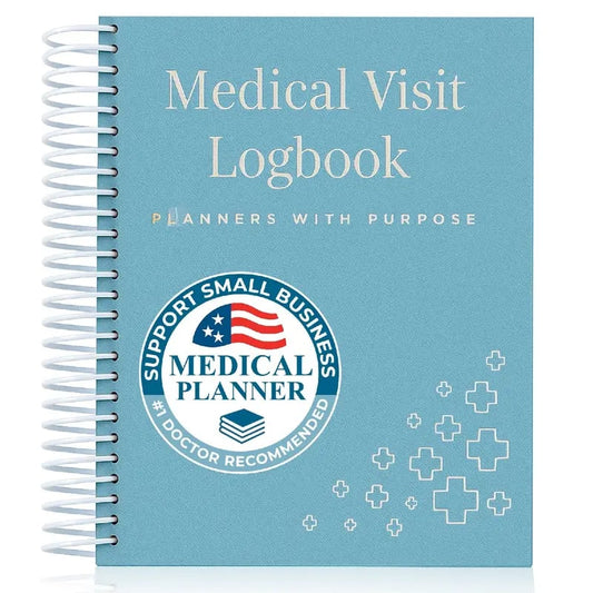 📚Medical Visit Logbook: Your Essential Medical Planner | Vegan Leather Hardcover, Pen Holder & Durable Spiral Binding