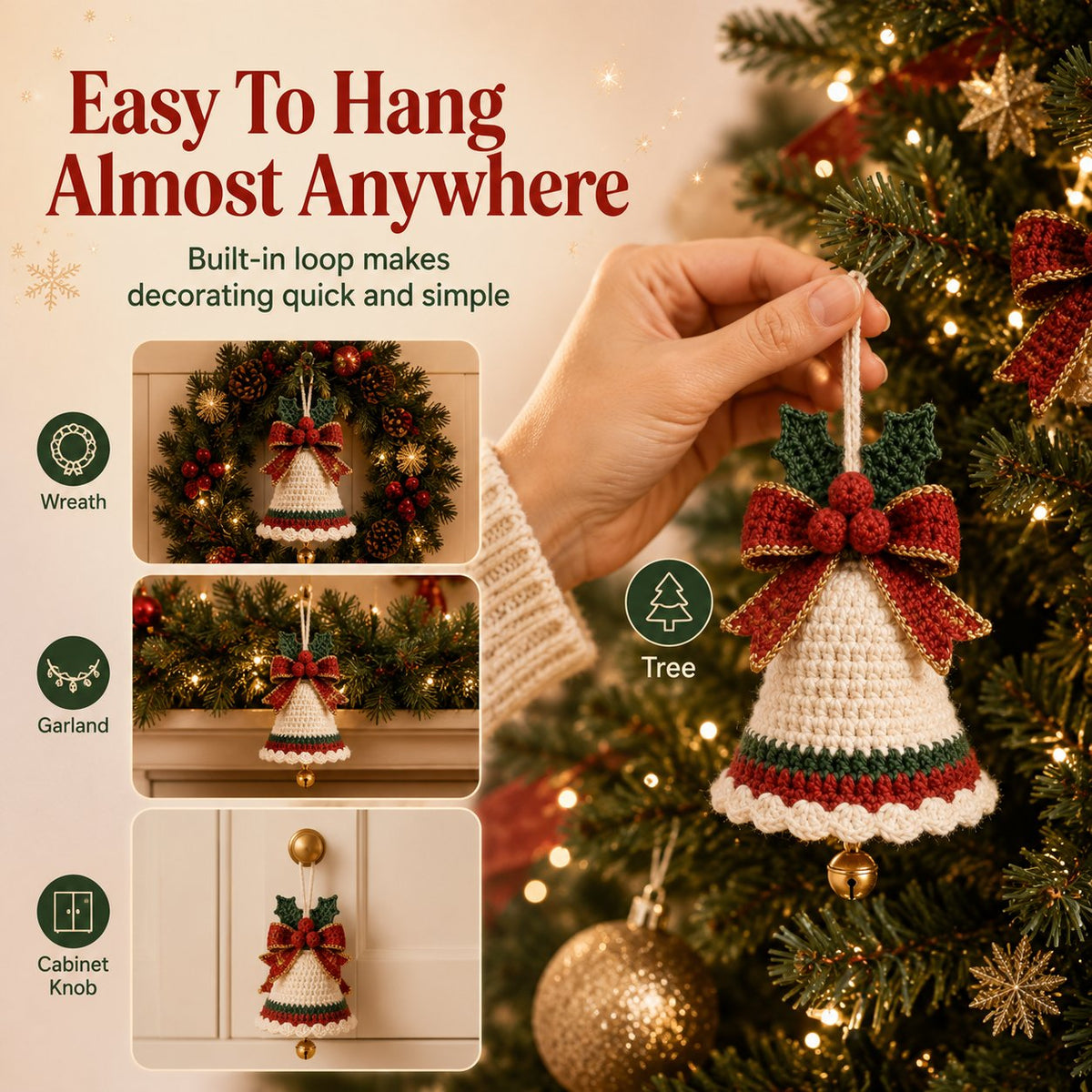 Crochet Christmas Bell Ornament