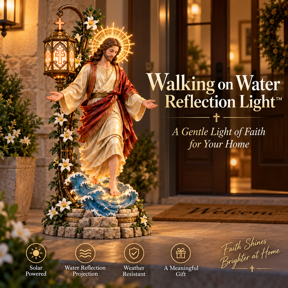 ✨✝️✨ Walk by Faith Jesus Reflection Light – Walking on Water Christian Decor