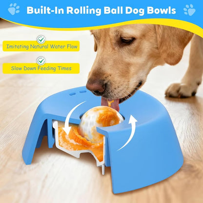 🔥Slow Feeder Dog Bowls for Liquid Treat, Anti-Slip[Entertained Ball-in] Bone Broth Dog Lick Bowl