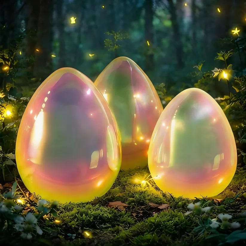 🎁Easter Decor - Glowing Pearlescent Glass Egg Trio
