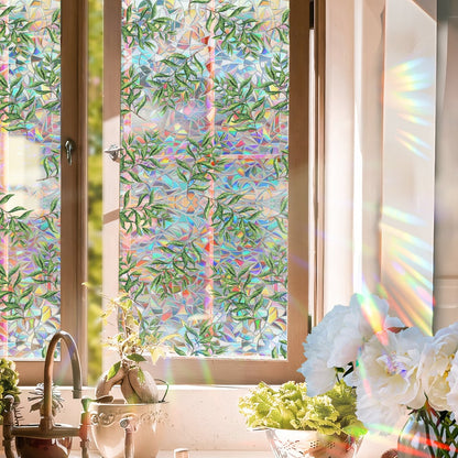 🔥Hot Sale 49% OFF –Floral Stained Glass Window Film 🌈 UV Blocking • Soft Privacy • Rainbow Light Effect