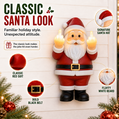 🎅 Mischievous Light-Up Middle Finger Santa Christmas Decor