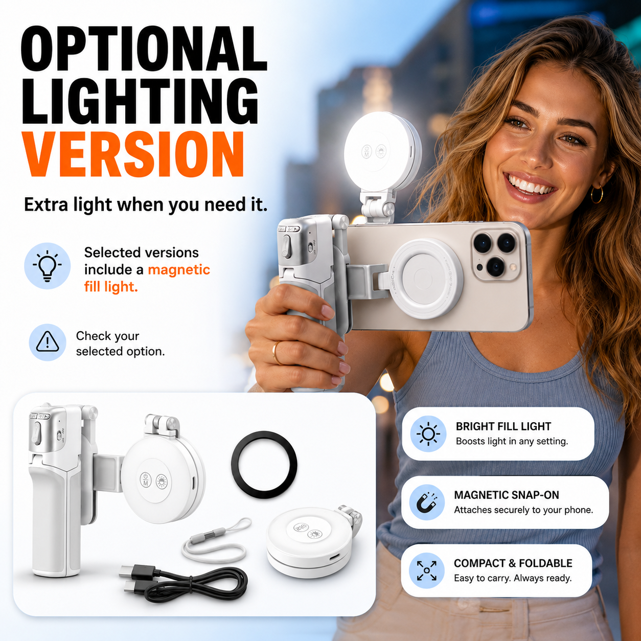 📸 Zoomable Magnetic Palm Grip | Selfie Stick & Tripod