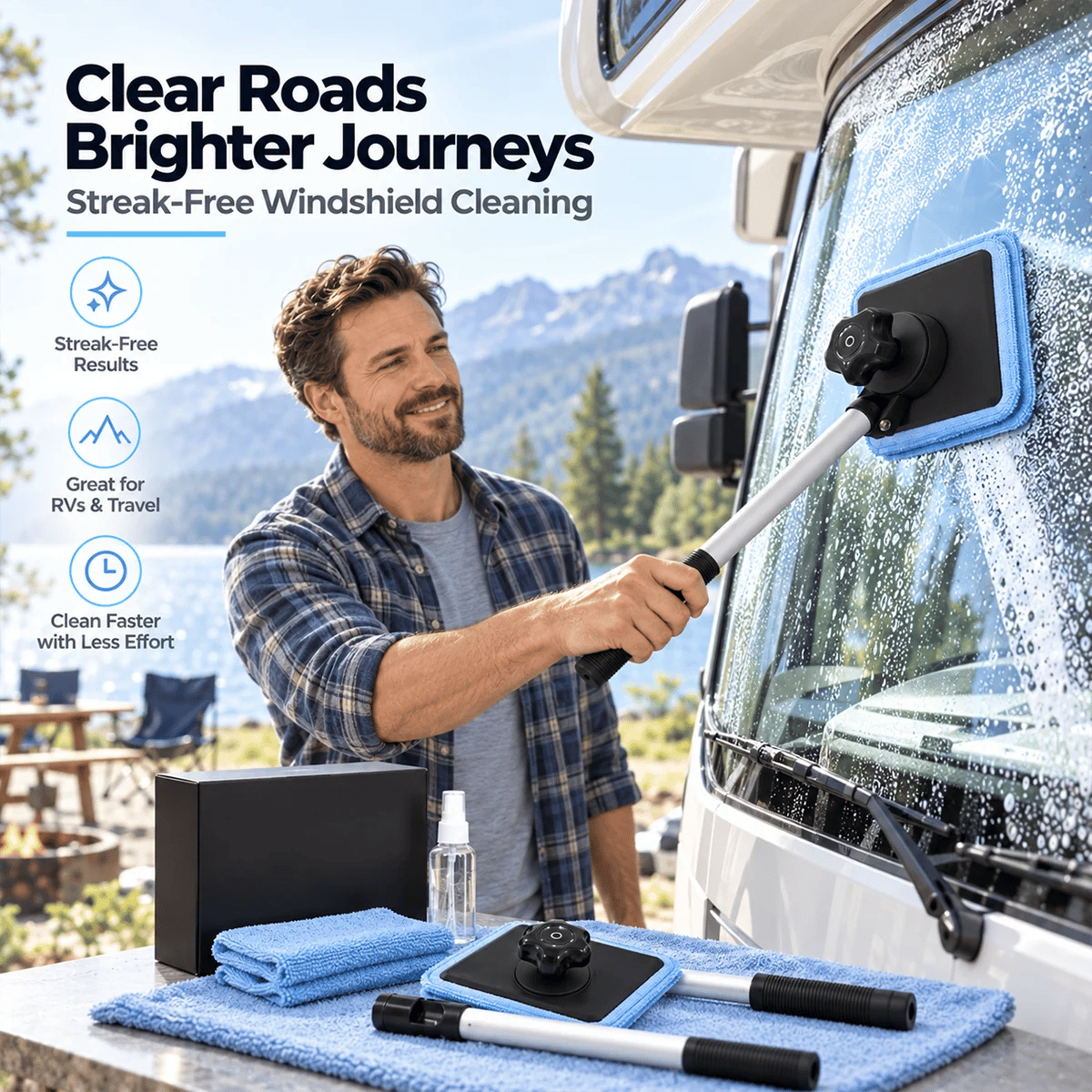 Dual Magnetic Car Windshield Cleaner | Streak-Free Auto Glass Cleaning Kit